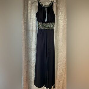 Mac Duggal Black Beaded Gown – Size 12 (Fits 4–6)